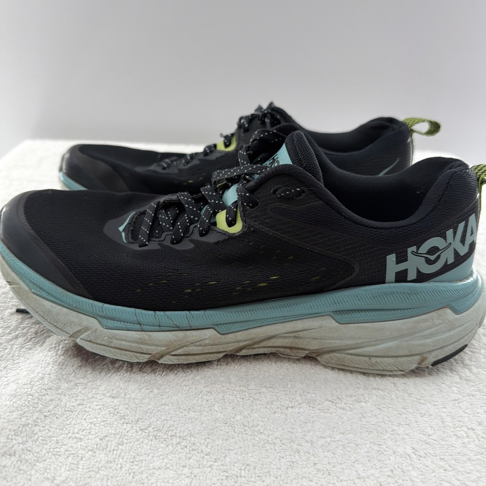 Hoka One One Challenger ATR 6 Shoes Womens 8.5 Black Blue Trail Running Sneakers
